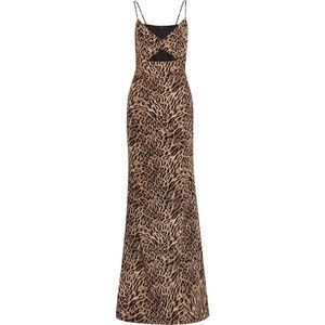 Michelle Mason Animal Print Cutout Gown